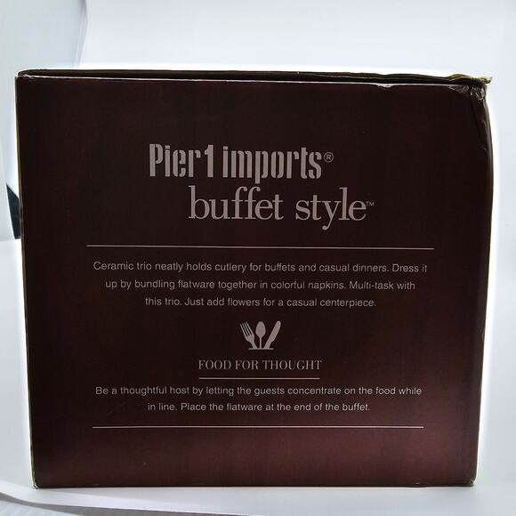 Pier 1 Imports Vintage Retired Buffet Style Flatware Caddy 4 pc Set NEW NIB - Picture 8 of 9